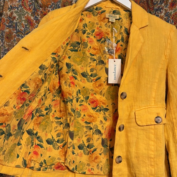 Sundance Mustard Yellow Linen Blazer - Picture 2 of 2